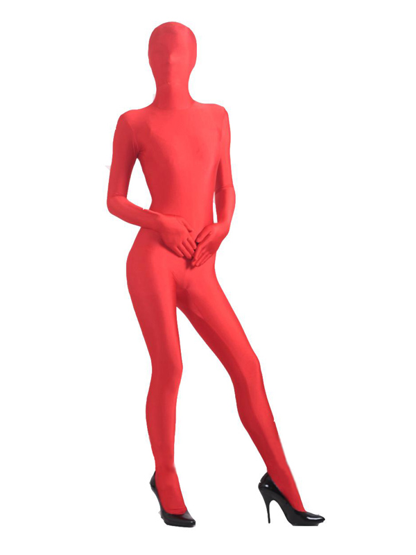 Unisex Red Unicolor Lycra Zentai Suit - Click Image to Close